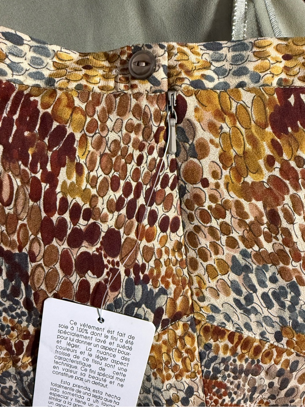 Jones New York 100% Silk Midi Skirt Sz 14 Earth Tone Snake Print Boho Flowy NWT - Picture 7 of 7